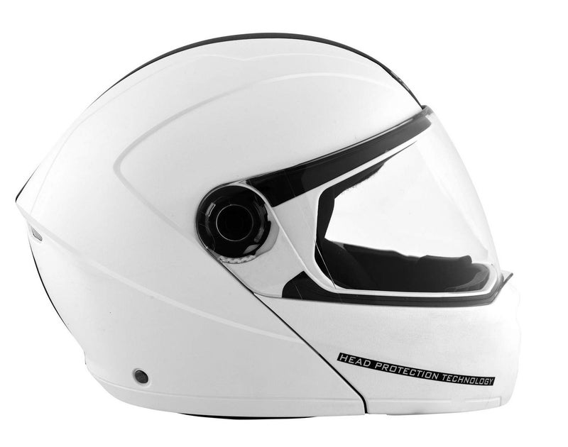 Studds Ninja ELITE Flip Up Full Face Helmet with Carbon Center Strip (White, XL) - Image 4