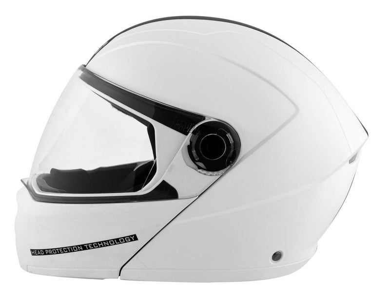 Studds Ninja ELITE Flip Up Full Face Helmet with Carbon Center Strip (White, XL) - Image 2