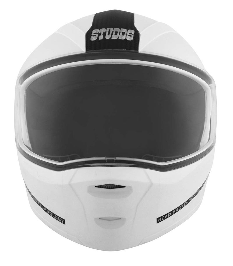 Studds Ninja ELITE Flip Up Full Face Helmet with Carbon Center Strip (White, XL) - Image 5