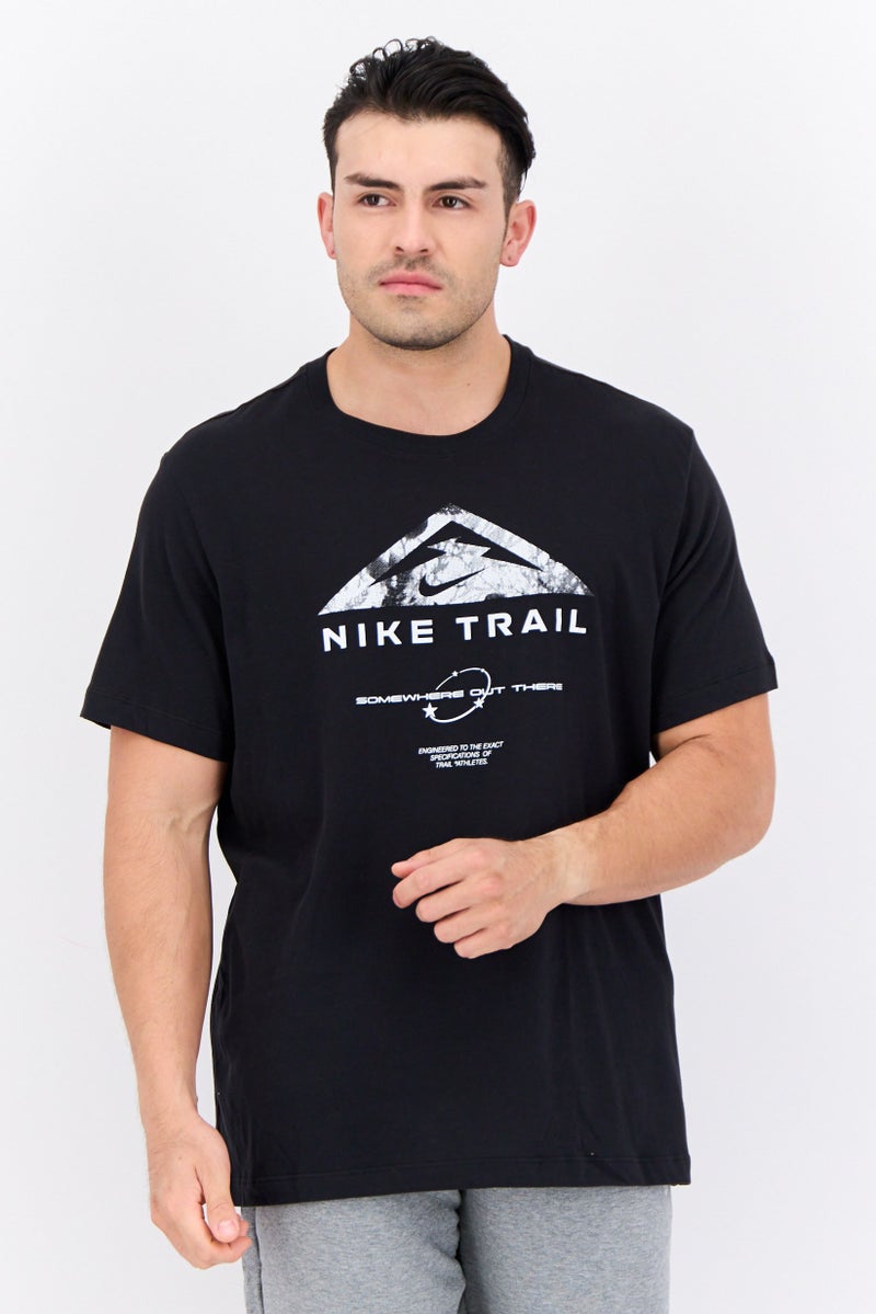 Nike Men Dri-Fit Short Sleeves Running T-Shirt, Black  - Image 1