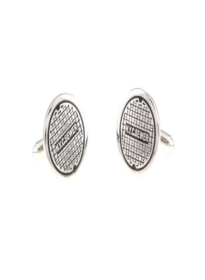 MRCUFF Manhole Cover Sewer Nyc Pair of Cufflinks in a Presentation Gift Box & Polishing Cloth - Image 3