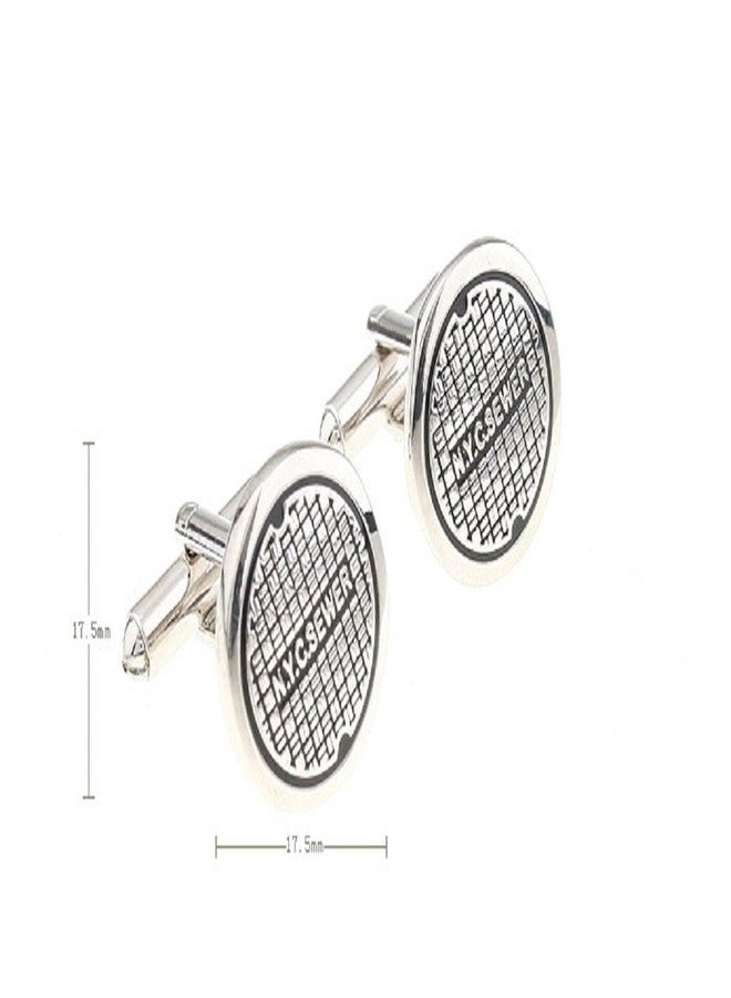 MRCUFF Manhole Cover Sewer Nyc Pair of Cufflinks in a Presentation Gift Box & Polishing Cloth - Image 2