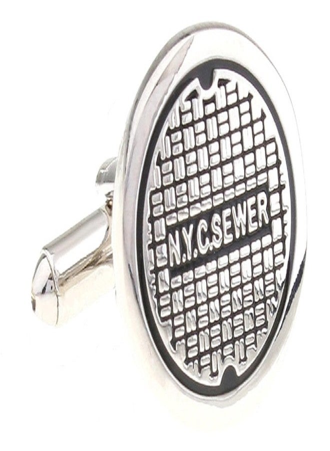 MRCUFF Manhole Cover Sewer Nyc Pair of Cufflinks in a Presentation Gift Box & Polishing Cloth - Image 1
