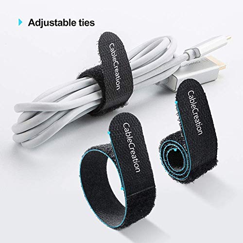 CableCreation Fastening Cable Ties Reusable, Premium 6-Inch Adjustable Cord Ties, Nylon Cable Management Straps Hook Loop Cord Organizer Wire Ties Reusable Black, 50PCS - Image 3