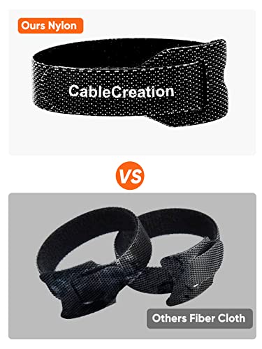 CableCreation Fastening Cable Ties Reusable, Premium 6-Inch Adjustable Cord Ties, Nylon Cable Management Straps Hook Loop Cord Organizer Wire Ties Reusable Black, 50PCS - Image 2