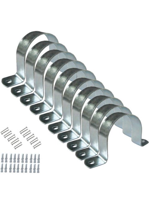Galvanized Gi U Clamps Fastener Hanger Pipe Clamps Clip With Screw And Plug For Conduit Pipe Fixing Bracket And Support Water Pipe And Gas Pipe 10 Pcs 3/4 Inch