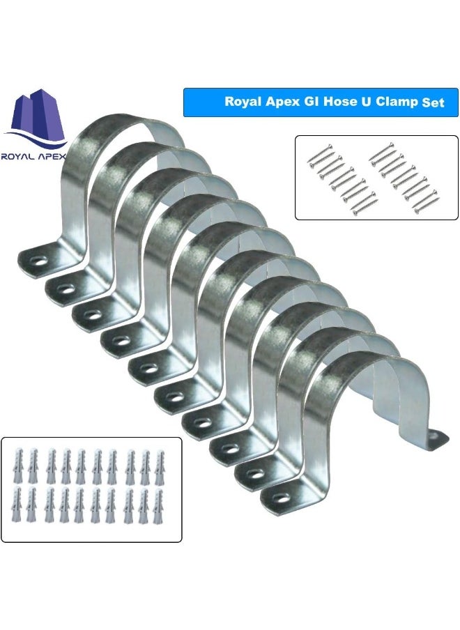 Royal Apex Galvanized Gi U Clamps Fastener Hanger Pipe Clamps Clip With Screw And Plug For Conduit Pipe Fixing Bracket And Support Water Pipe And Gas Pipe 10 Pcs 3/4 Inch  - Image 2