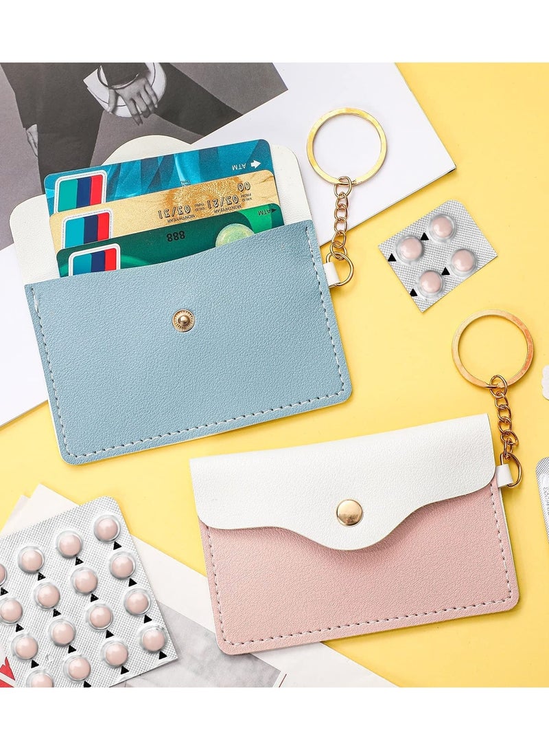 Generic Pill Case Sleeve Packet PU Leather Wallet Pill Holder 4.33 x 3 Inch Pill Pouch with Key Ring for Pill Card Organizer - Image 4