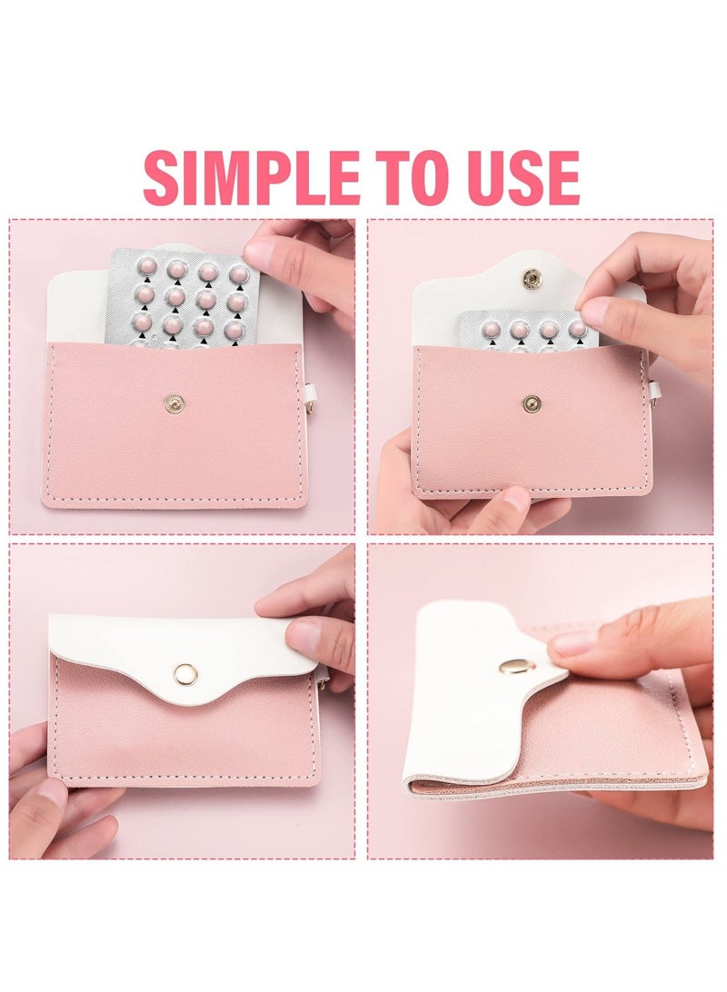 Generic Pill Case Sleeve Packet PU Leather Wallet Pill Holder 4.33 x 3 Inch Pill Pouch with Key Ring for Pill Card Organizer - Image 3