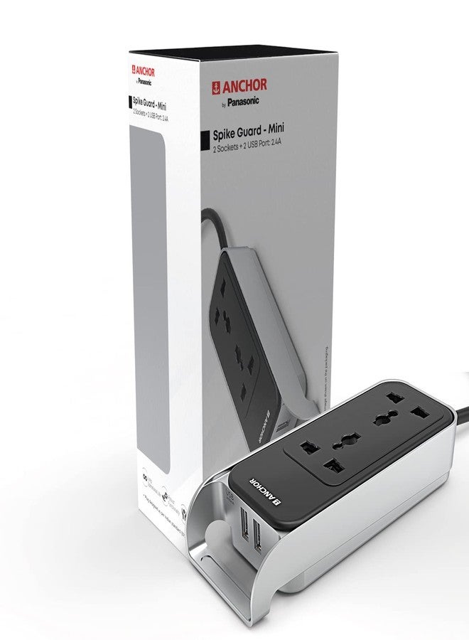 أنكور مقبس عالمي من باناسونيك 6 أمبير مع منفذي USB | لوحة تمديد 6 أمبير مع منفذي USB 2.4 أمبير | مقبس متعدد الاستخدامات للمنزل والمكتب (22052) - Image 1