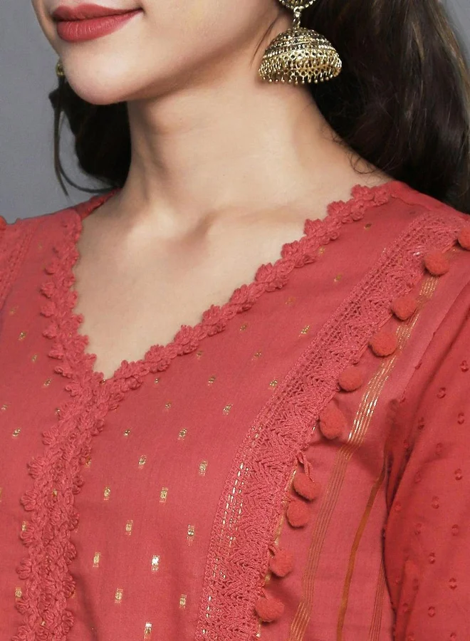 ISHIN ISHIN Tassel Trim Lace Insert Mini Dress