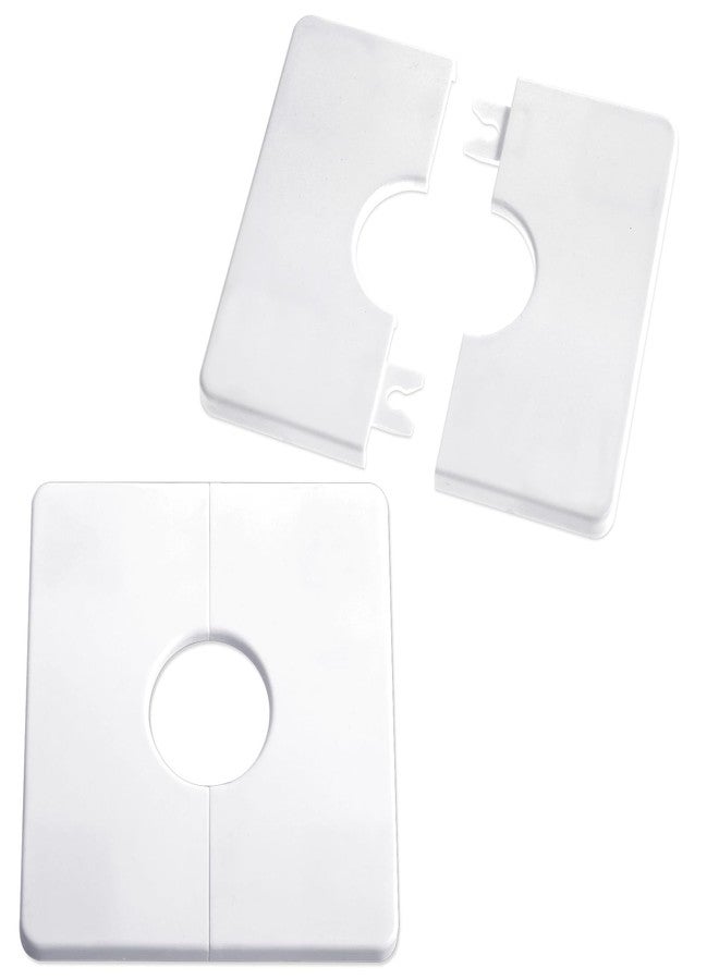 Styquenzer قطعتان من ألواح تغطية إسكوتشيون مقسمة، ألواح تغطية سباكة مقاس 1.1 بوصة، غطاء شفة أنبوب المرحاض المنقسم، مربع ذاتي اللصق من مادة ABS البيضاء المنقسمة، غطاء جدار أنبوب المرحاض، فتحة غطاء للمطبخ والحمام والمرحاض - Image 1