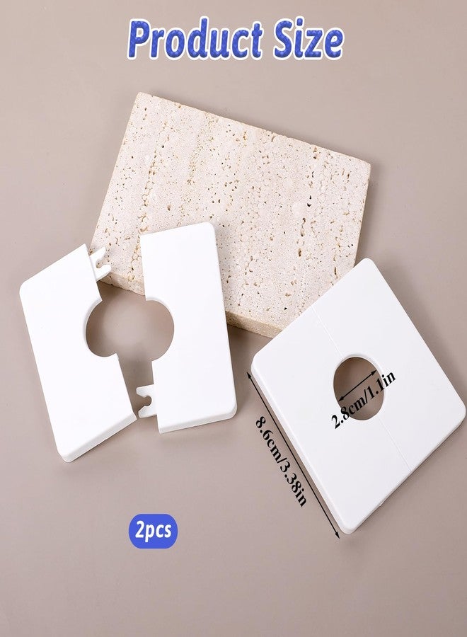 Styquenzer قطعتان من ألواح تغطية إسكوتشيون مقسمة، ألواح تغطية سباكة مقاس 1.1 بوصة، غطاء شفة أنبوب المرحاض المنقسم، مربع ذاتي اللصق من مادة ABS البيضاء المنقسمة، غطاء جدار أنبوب المرحاض، فتحة غطاء للمطبخ والحمام والمرحاض - Image 2