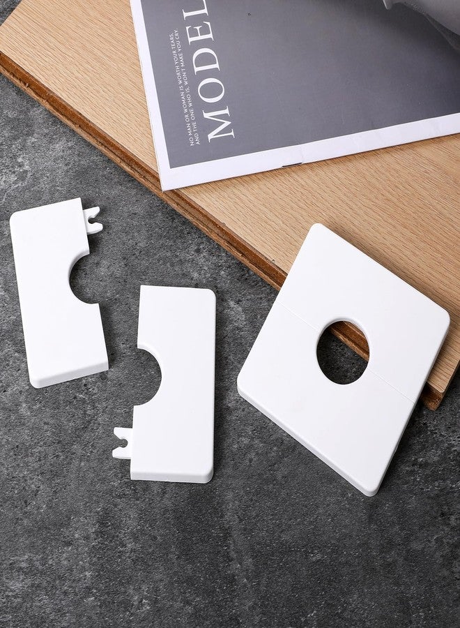 Styquenzer قطعتان من ألواح تغطية إسكوتشيون مقسمة، ألواح تغطية سباكة مقاس 1.1 بوصة، غطاء شفة أنبوب المرحاض المنقسم، مربع ذاتي اللصق من مادة ABS البيضاء المنقسمة، غطاء جدار أنبوب المرحاض، فتحة غطاء للمطبخ والحمام والمرحاض - Image 5