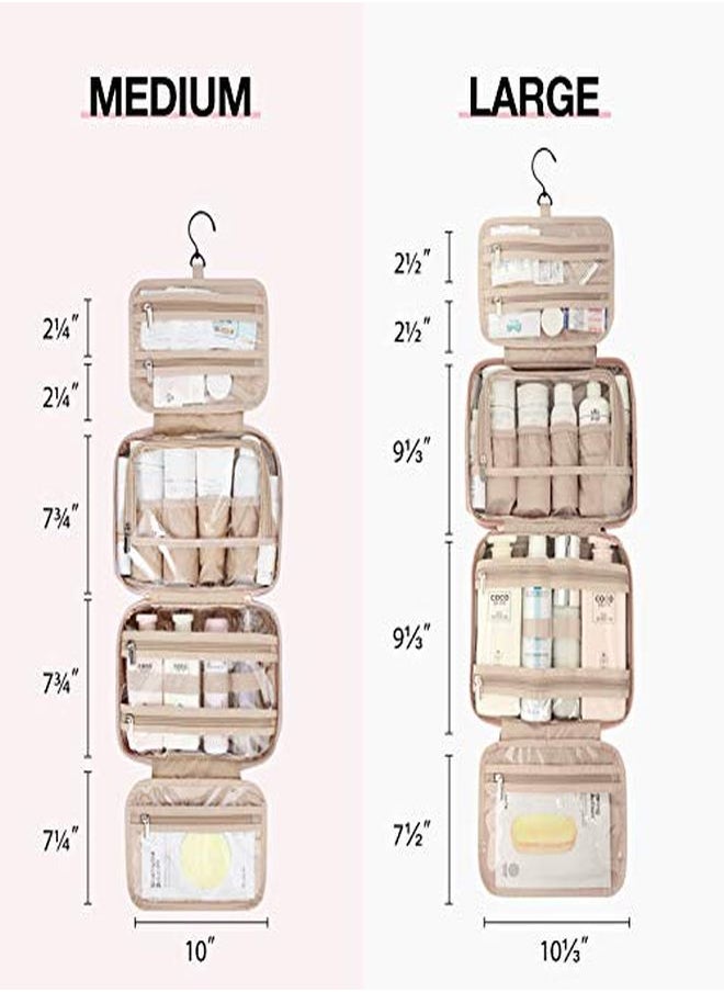 BAGSMART Toiletry Bag Hanging Travel Makeup Organizer With Tsa Approved Transparent Cosmetic Bag Makeup Bag For Full Sized Toiletries, Medium-Pink  - Image 3