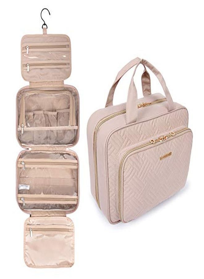 BAGSMART Toiletry Bag Hanging Travel Makeup Organizer With Tsa Approved Transparent Cosmetic Bag Makeup Bag For Full Sized Toiletries, Medium-Pink  - Image 1
