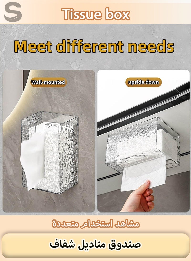 Serinovia Transparent Wall-Mounted Tissue Box – Acrylic Glacier Pattern Paper Holder, Large Capacity & Waterproof Design for Bathroom and Kitchen - Image 4