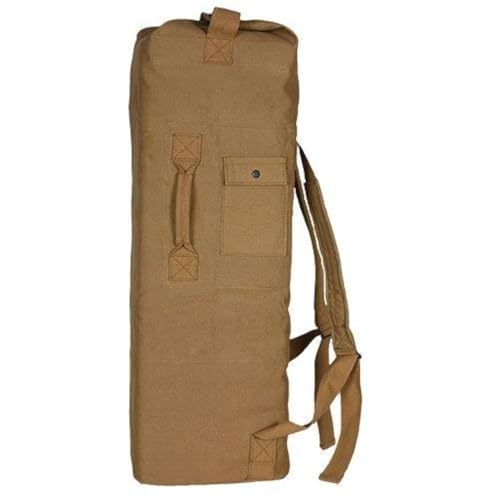 Farm Blue 2 Strap Top Load Extra Large XL Military Duffel Bags - Heavy Duty Army Grade Cotton Canvas Duffle Bags For Men, Women & Students - XL Top Loading Tactical Gear Sack –22" x 38" Coyote Tan - Image 1