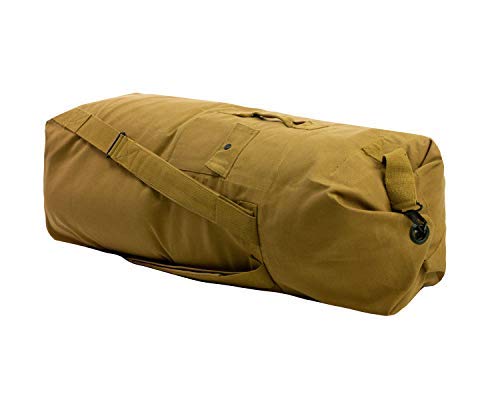 Farm Blue 2 Strap Top Load Extra Large XL Military Duffel Bags - Heavy Duty Army Grade Cotton Canvas Duffle Bags For Men, Women & Students - XL Top Loading Tactical Gear Sack –22" x 38" Coyote Tan - Image 4