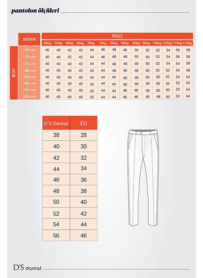 D'S DAMAT Slim Fit Grey Dobby Side Pocket Cotton Chino Trousers 7HCC3ORT10001