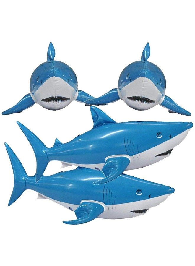 Jet Creations حيوانات قرش قابلة للنفخ بطول 24 بوصة، الأفضل لحفلات السباحة ومستلزمات حفلات أعياد الميلاد للأطفال والكبار Ansharky4 - Image 1
