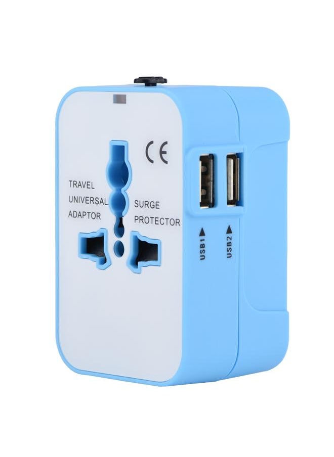 Thoraya US UK EU AU All-in-One Universal Portable Plug Adapter Travel Wall Outlet Converter 2 USB Black  - Image 1