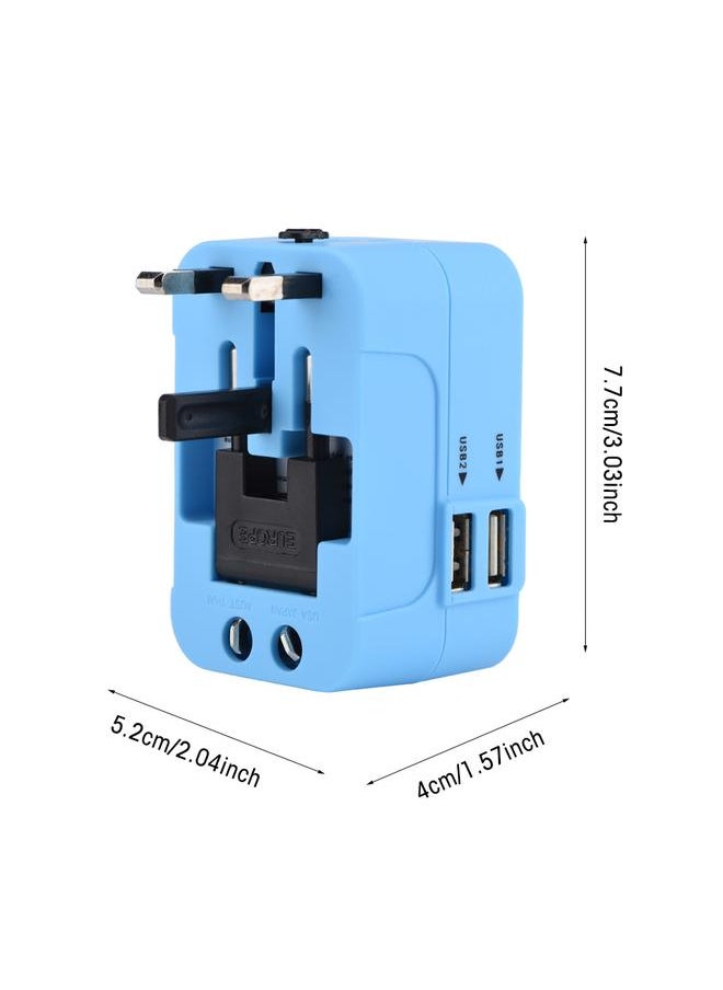 Thoraya US UK EU AU All-in-One Universal Portable Plug Adapter Travel Wall Outlet Converter 2 USB Black  - Image 5