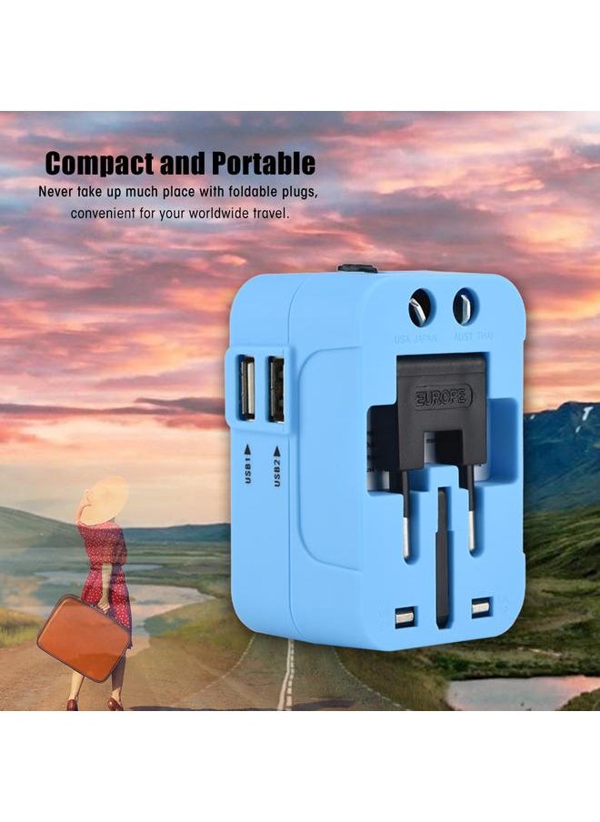 Thoraya US UK EU AU All-in-One Universal Portable Plug Adapter Travel Wall Outlet Converter 2 USB Black  - Image 3