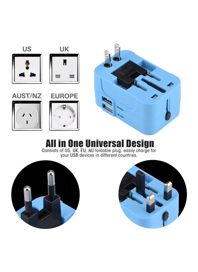 Thoraya US UK EU AU All-in-One Universal Portable Plug Adapter Travel Wall Outlet Converter 2 USB Black  - Image 4