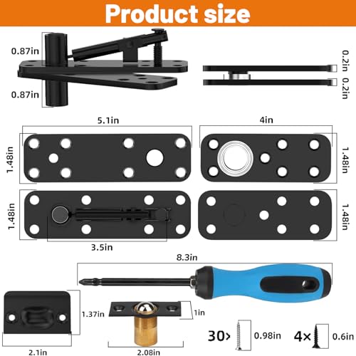 Ptazucv Heavy Duty Hidden Door Hinge Kit570Lbs LoadBearing Thickened Solid Stainless SteelSilent Operation360 Rotation Pivot Hinge for Secret Doors Complete Installation Set - Image 3