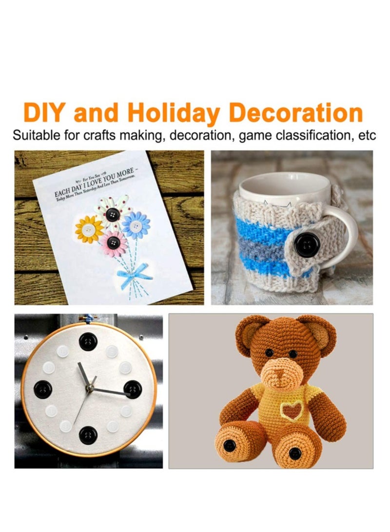 KASTWAVE Mixed Sewing Buttons 160Pcs Round Black 4-Hole Craft Buttons 5 Sizes White Resin Button with Separate Compartment Storage Box Suitable for Sewing DIY Craft Projects - Image 5