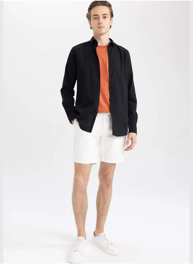 ديفاكتو Slim Fit Basic Long Sleeve Cotton Shirt