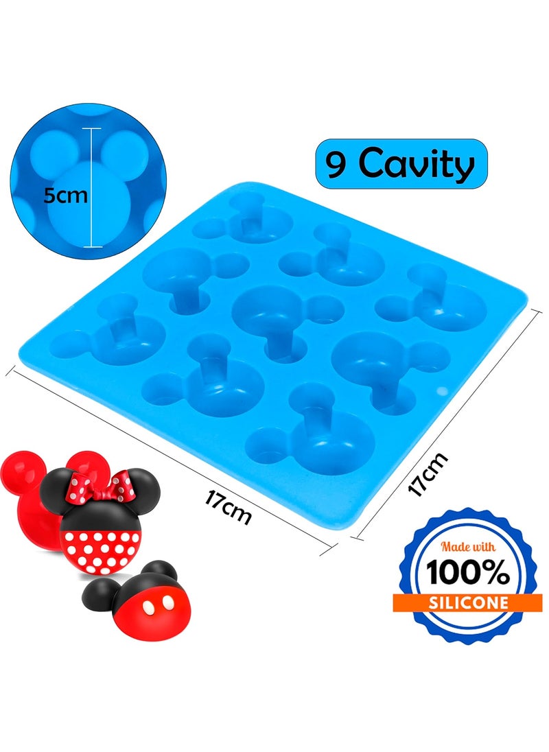 Karp KARP Mickey Mouse Molds Silicone, Non-Stick Mouse Head Silicone Molds for DIY Gummies, Candy, Chocolate, Jelly, Ice Cube, Cupcake Topper (9 Cavity - Mix Color)  - Image 2