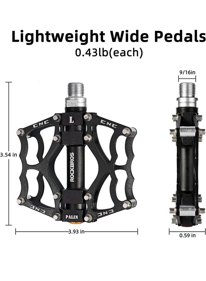 Rockbros ROCKBROS Mountain Bike Pedals MTB Pedals CNC Non-Slip Lightweight Aluminum Alloy Bicycle Pedals Sealed Bearings Bicycle Platform Pedals 9/16 BMX Road Bike Pedal,( One pair) - Image 4