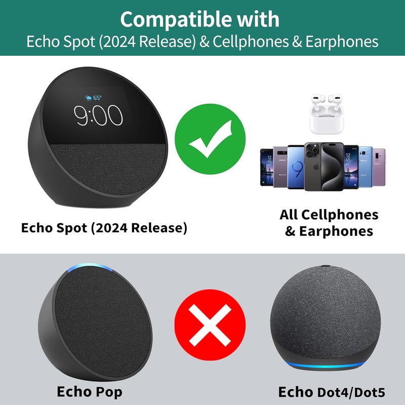 HomeMount حامل HomeMount Ultimate 2024 Echo Spot - مركز شحن لـ Echo Spot والهواتف الذكية والمزيد - Image 2