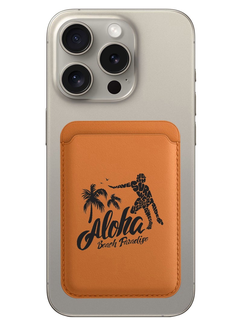Theodor Magnetic Wallet, Compatible with MagSafe Wallet, for iPhone Wallet, for iPhone 16/15/14/13/12 Series, Not for iPhone 13/12 mini, 3 Card Holder, Vegan Leather, Brown - Aloha Beach Paradise Black - Image 1
