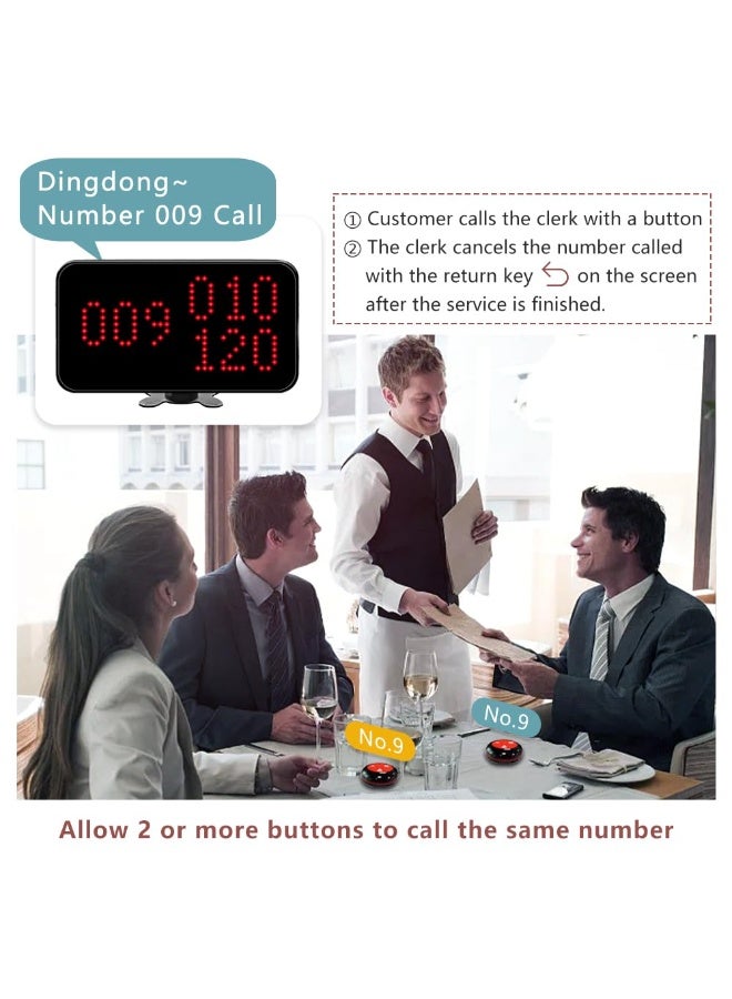 KOQICALL Wireless Waiter Call System with 1 Number Display Screen/3 Watch Pager/20 Waterproof Table Call Button/1 Signal Booster for Restaurant Café Bar Hotel 500+ Feet (Vibration + Buzzer + LED) - Image 2