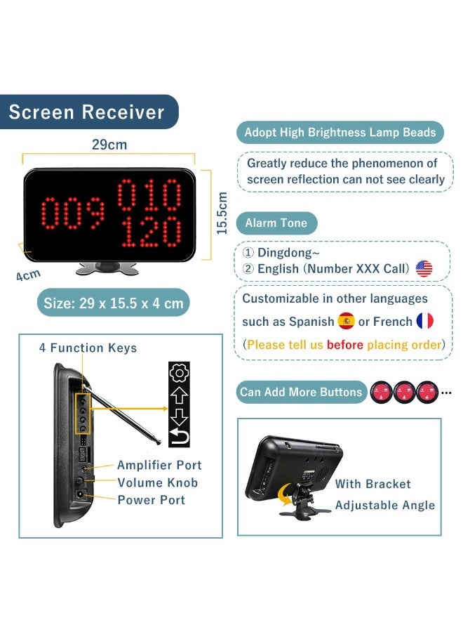 KOQICALL Wireless Waiter Call System with 1 Number Display Screen/3 Watch Pager/20 Waterproof Table Call Button/1 Signal Booster for Restaurant Café Bar Hotel 500+ Feet (Vibration + Buzzer + LED) - Image 4