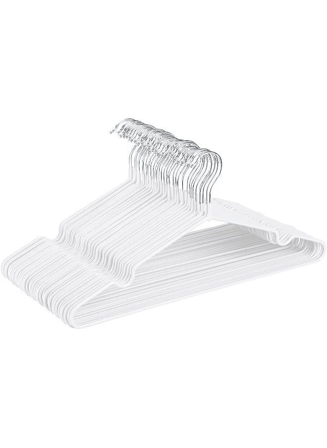 HOUSE DAY - HOUSE DAY Metal Hangers Shirt Hangers Wire Hangers 42cm Strong Anti-Slip Hangers Space Saving Rubber Coated Hangers Heavy Duty Hangers Pack of 40 (White) - Image 1