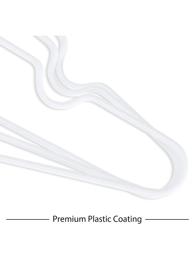 HOUSE DAY - HOUSE DAY Metal Hangers Shirt Hangers Wire Hangers 42cm Strong Anti-Slip Hangers Space Saving Rubber Coated Hangers Heavy Duty Hangers Pack of 40 (White) - Image 1
