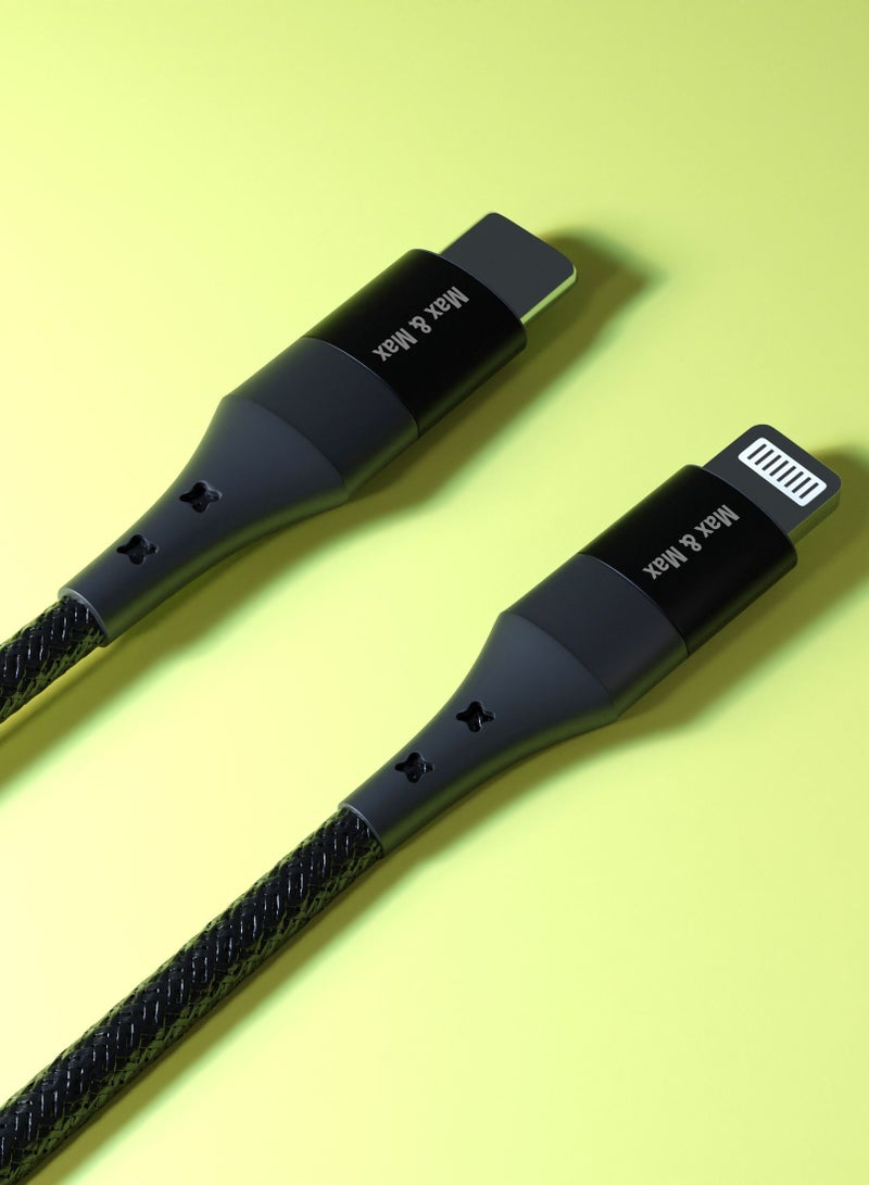 ماكس آند ماكس كابل شحن سريع من USB Type-C إلى Lightning بطول 1.2 متر - سلك بيانات مضفر متين متوافق مع iPhone 15 و14 و13 و12 و11 وXS وPro وPro Max - Image 3