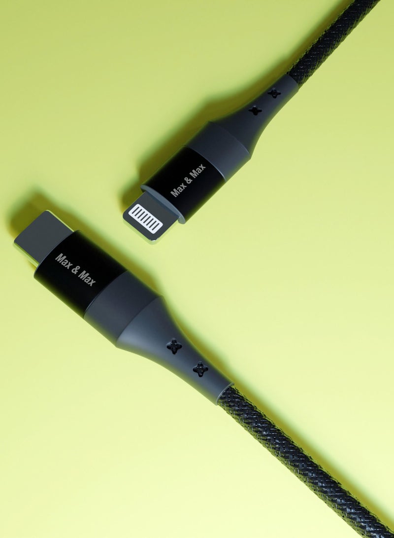 ماكس آند ماكس كابل شحن سريع من USB Type-C إلى Lightning بطول 1.2 متر - سلك بيانات مضفر متين متوافق مع iPhone 15 و14 و13 و12 و11 وXS وPro وPro Max - Image 5