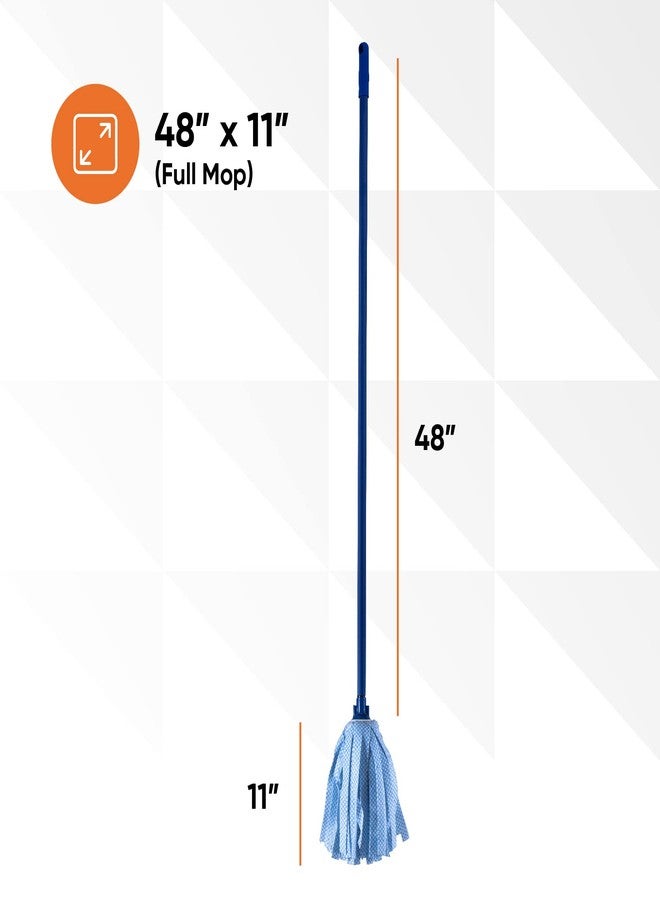 Superio String Mop Cotton Mop for Hardwood Floor Cleaning Self Wringing Mop for Home, Kitchen, Bath, Office Cleaning, Blue Heavy Duty Mop Commercial/Industrial, Aluminum Handle - Image 2