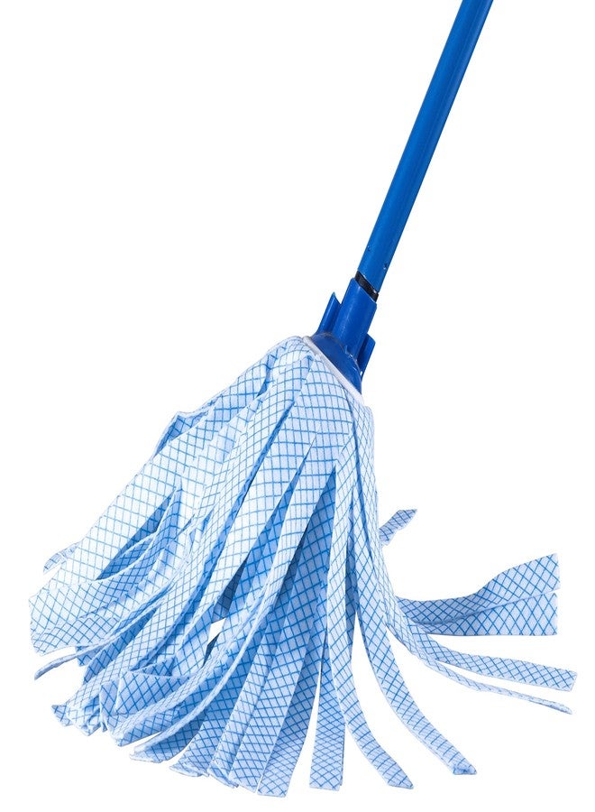 Superio String Mop Cotton Mop for Hardwood Floor Cleaning Self Wringing Mop for Home, Kitchen, Bath, Office Cleaning, Blue Heavy Duty Mop Commercial/Industrial, Aluminum Handle - Image 1