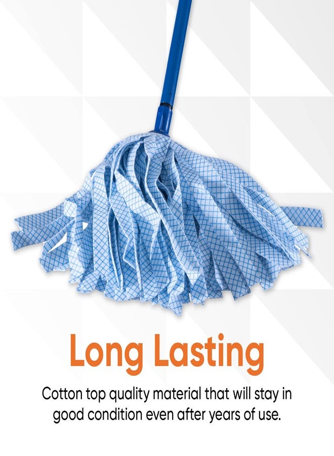 Superio String Mop Cotton Mop for Hardwood Floor Cleaning Self Wringing Mop for Home, Kitchen, Bath, Office Cleaning, Blue Heavy Duty Mop Commercial/Industrial, Aluminum Handle - Image 5