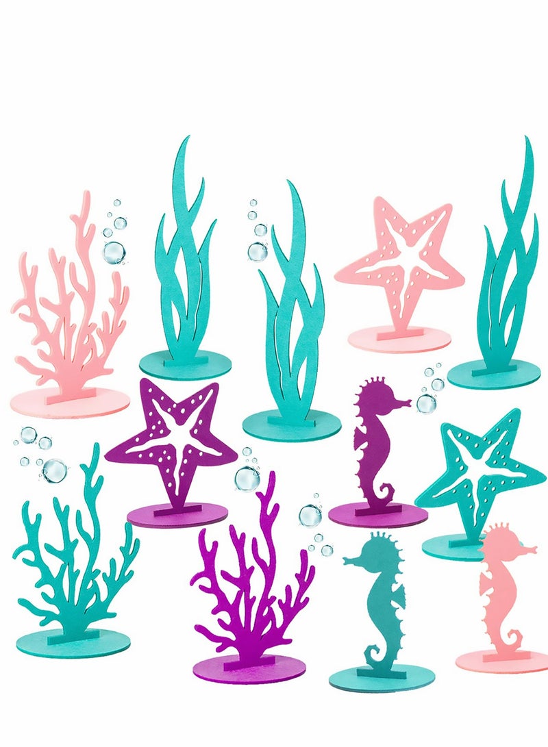 Mermaid Birthday Decorations Felt Table Centerpiece, 24Pcs Under the Sea Party Decorations Supplies for Ocean Theme Little Mermaid Birthday Party Baby Shower - Image 1