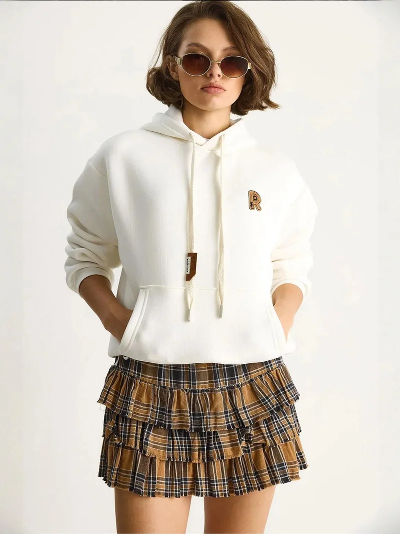 Bianco Lucci LUCCI Embroidered Hooded Sweatshirt