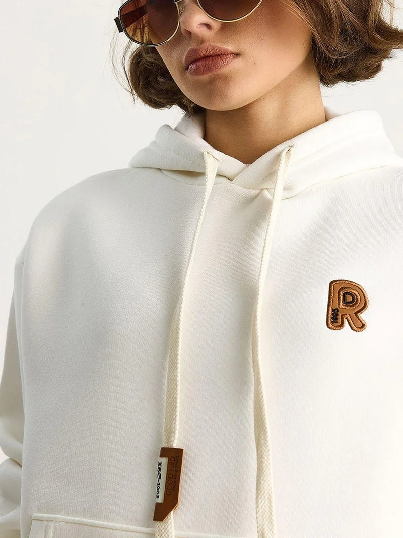 Bianco Lucci LUCCI Embroidered Hooded Sweatshirt