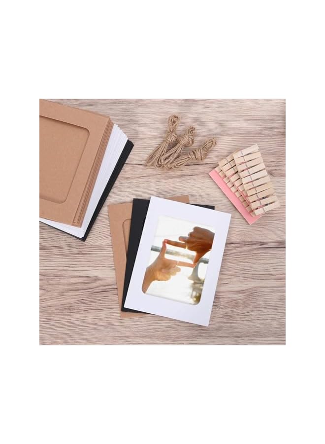 The Bros Mixed Colors Paper Photo Frame Set with Wooden Clip and String Wall Photo Frame Hanging Picture Album Party Decoration （30PCS/Set） - Image 5