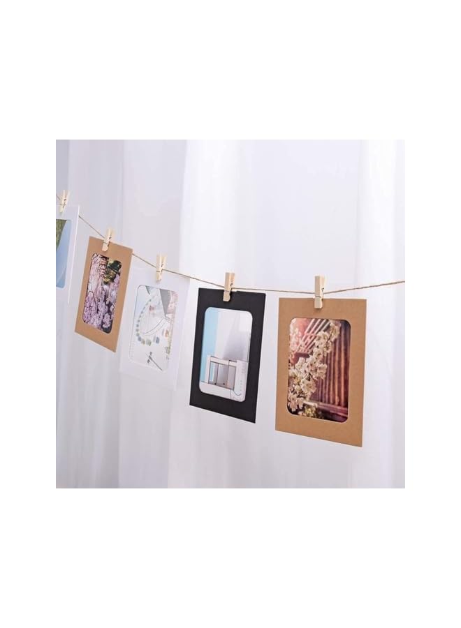 The Bros Mixed Colors Paper Photo Frame Set with Wooden Clip and String Wall Photo Frame Hanging Picture Album Party Decoration （30PCS/Set） - Image 4